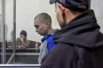 Russian serviceman Vadim Shishimarin attends a court hearing in the Solomyansky district court in Kyiv. EPA