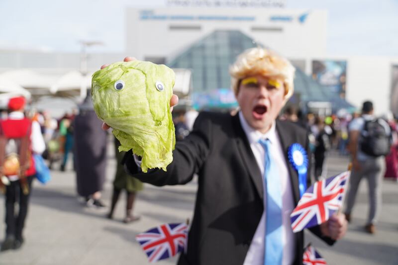 A cosplayer as former UK prime minister Boris Johnson. PA