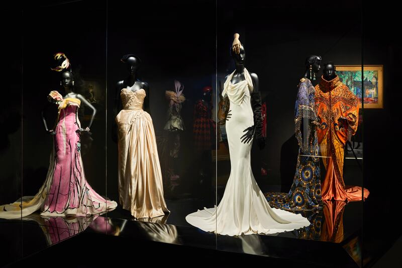 A selection of Christian Dior gowns from the show Christian Dior: Designer of Dreams.