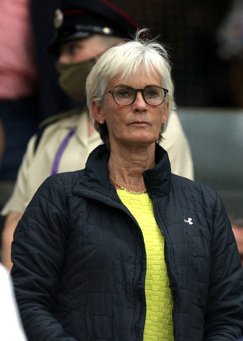 Andy Murray's mother Judy watches the action. J