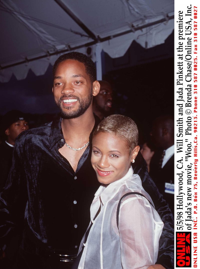 5/5/98 Hollywood, CA. Will Smith and Jada Pinkett at the premiere of Jada's new movie, "Woo."