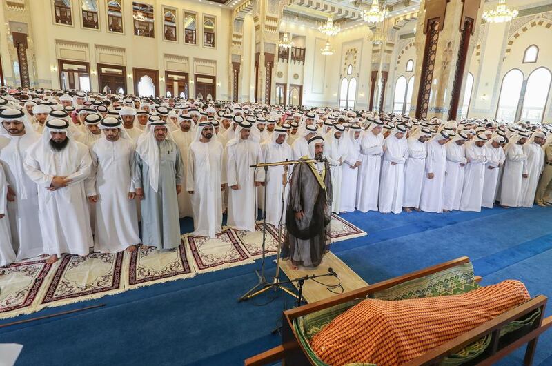 After Friday prayers, Sheikh Mohammed bin Rashid, Vice President and Ruler of Dubai, led the funeral prayers for Lt Gen Khamis Mattar Al Mazeina. Wam
