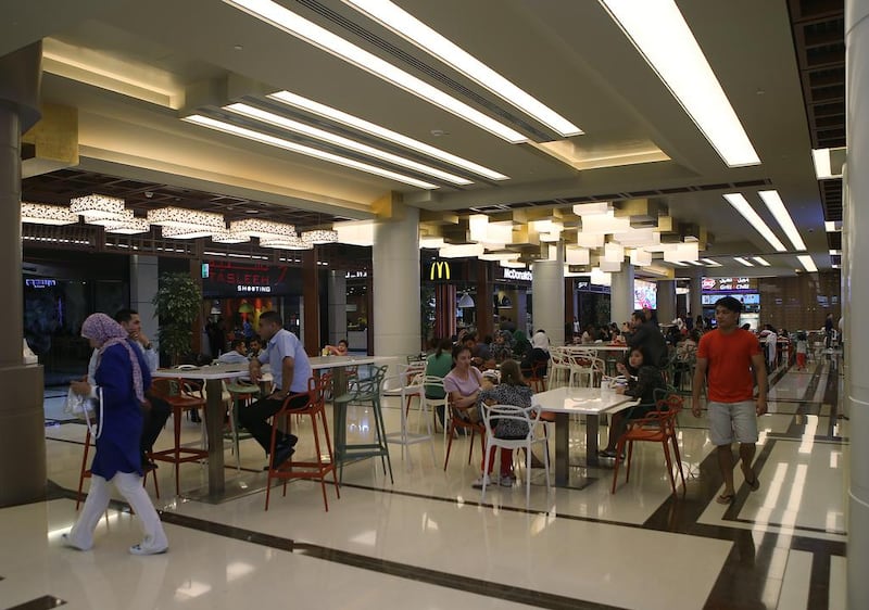 The new food court, located on the overhead bridge that connects the two ends of the mall, opened on March 22. Ravindranath K / The National