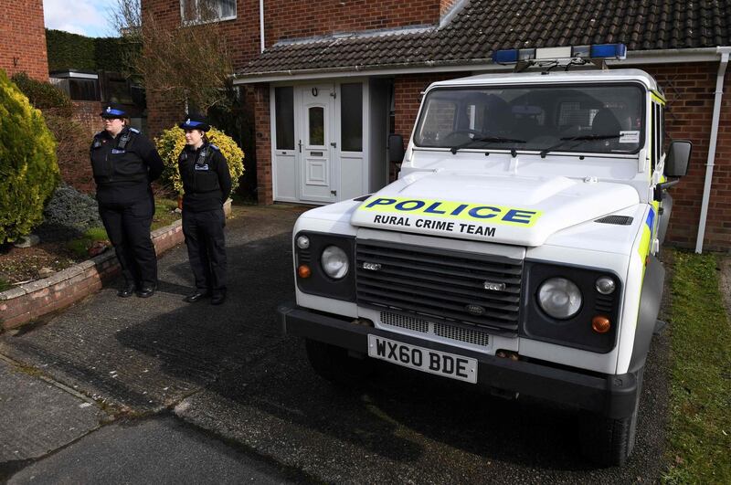 (FILES) In this file photo taken on March 6, 2018 British Police Community Support Officers stand on duty outside the home of former Russian spy Sergei Skripal in Salisbury, southern England, on March 6, 2018, cordonned off in connection with the major incident which started at The Maltings shopping centre in Salisbury on March 4.
The head of the British military facility analysing the Novichok nerve agent used to poison Russian spy Sergei Skripal and his daughter Yulia, said on April 3, 2018, that it has "not verified the precise source" of the substance. Gary Aitkenhead, chief executive of the Porton Down defence laboratory, told Britain's Sky News that analysts had identified it as military-grade novichok, but they had not proved it was made in Russia. / AFP PHOTO / Chris J Ratcliffe