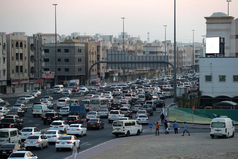 Sharjah, United Arab Emirates - February 9th, 2018: Traffic in Sharjah on the 311. Friday, February 9th, 2018. Sharjah. Chris Whiteoak / The National