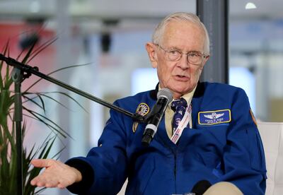 Apollo 16 astronaut Charles Duke at Dubai Airshow 2021. Chris Whiteoak / The National