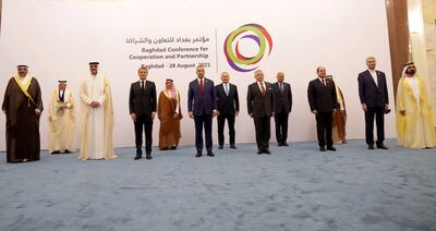 Leaders of all the countries who took part in the Baghdad conference. EPA