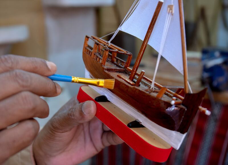 The jalboot fishing boat model is intricately designed and crafted