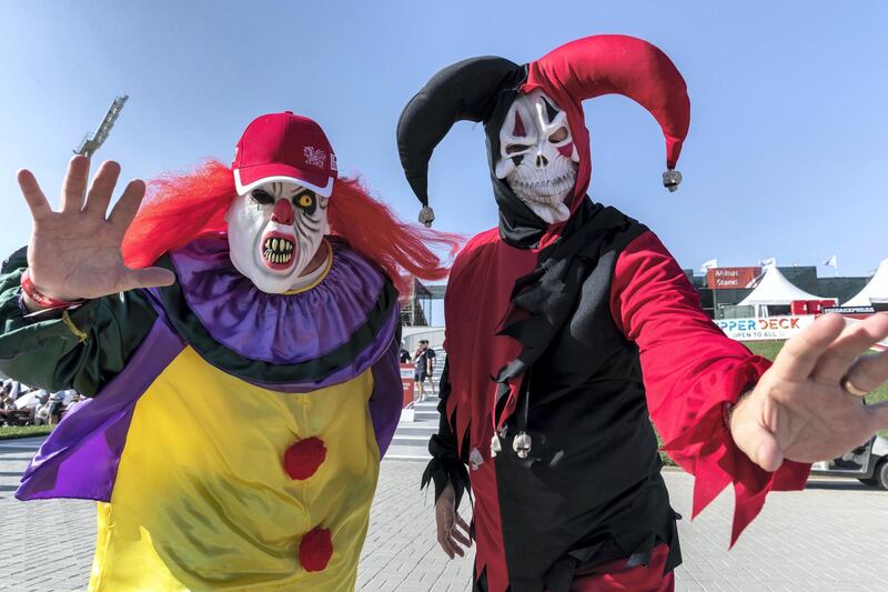 DUBAI, UNITED ARAB EMIRATES. 29 NOVEMBER 2018. The Dubai Rugby Sevens Tournament, Day Two. General image of fans dressed up while enjoying the tournament. (Photo: Antonie Robertson/The National) Journalist: Paul Radley. Section: Sport.