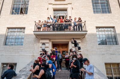 Protests spread in the US, such as here at the University of Texas in Austin, and all the way to Europe. AFP