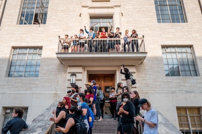 Protests spread in the US, such as here at the University of Texas in Austin, and all the way to Europe. AFP