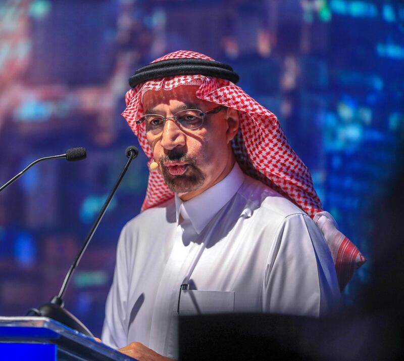 Abu Dhabi, U.A.E., Janualry 13, 2019.  H.E. Khalid Al-Falih, Minister of Energy, Industry, and Mineral Resources, Kingdom of Saudi Arabia at the Atlantic Council Global Energy Forum.
Victor Besa / The National
Section:  BZ
Reporter:  Dania Saadi and Jennifer Gnana