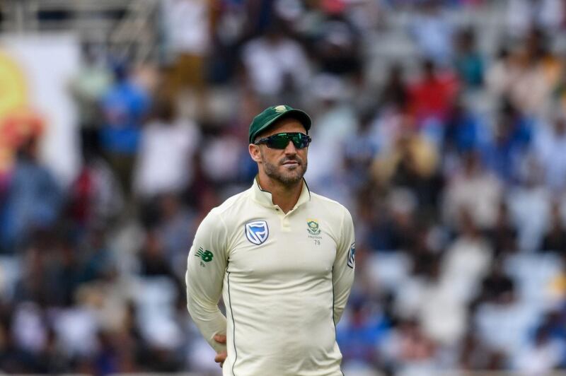 South Africa's captain Faf du Plessis looks on during the second day of the third and final Test match between India and South Africa at the Jharkhand State Cricket Association (JSCA) stadium in Ranchi on October 20, 2019. ----IMAGE RESTRICTED TO EDITORIAL USE - STRICTLY NO COMMERCIAL USE-----
 / AFP / Money SHARMA / ----IMAGE RESTRICTED TO EDITORIAL USE - STRICTLY NO COMMERCIAL USE-----
