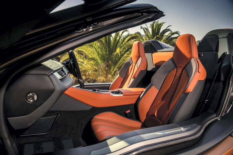 The Roadster loses the i8's two small rear seats to make way for the folding fabric roof. BMW