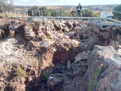 Researchers collecting samples at a dig around the caves in Sterkfontein, also known as the Cradle of Humankind. AFP