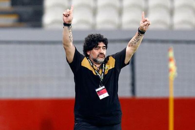 From attire to touchline antics, Diego Maradona could be called anything but dull on Thursday night.