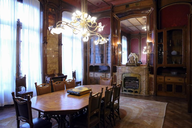 View of a room in Hotel Solvay, an Art Nouveau house designed by Victor Horta, in Brussels, on January 27, 2021. - Still owned by the Wittamer family, this Art Nouveau masterpiece now opens to the public 2 days a week following a public-private partnership. (Photo by François WALSCHAERTS / AFP) / RESTRICTED TO EDITORIAL USE - TO ILLUSTRATE THE EVENT AS SPECIFIED IN THE CAPTION