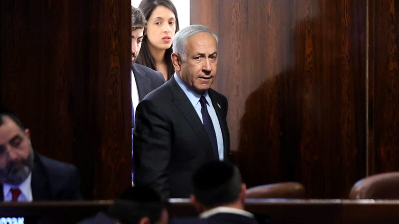 Israeli Prime Minister Benjamin Netanyahu attends a voting session in the Knesset in Jerusalem on Monday. EPA