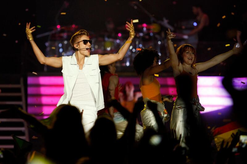 Dubai, May 4, 2013 - Canadian singer Justin Bieber performs for screaming fans at Sevens Stadium in Dubai, May 4, 2013.(Photo by: Sarah Dea/The National)

