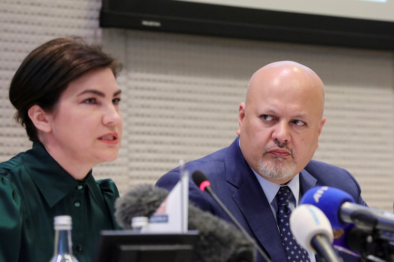 Prosecutor Karim Khan istens as Ukraine's top prosecutor Iryna Venediktova reveals 15,000 war crimes have been identified. Reuters