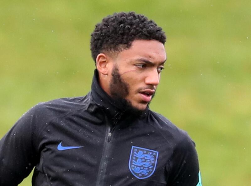 Joe Gomez during training for England at St George's Park. Reuters
