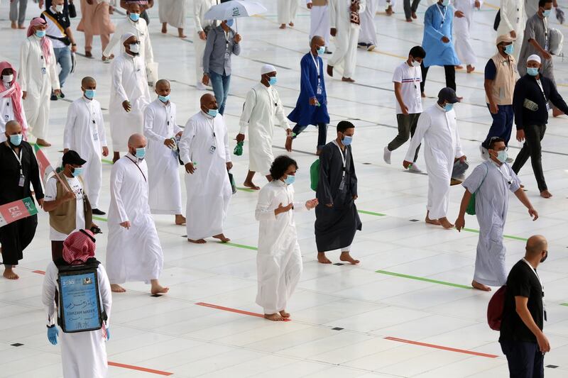 Pilgrims circumambulate around the Kaaba at the centre of the Grand Mosque in the holy city of Makkah. AFP