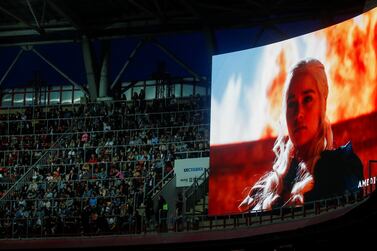 Daenerys Targaryen is seen on a screen before the screening of the final episode of Game of Thrones on a 20-metre-high screen at RZD Arena in Moscow, Russia: the show is a true phenomenon, and there is more to come. Photo: Getty 