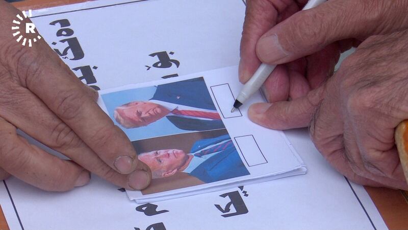 “Mokhtar Noori, a Kurdish man from Halabja, Iraq, set up a ballot box for the US elections. Sixty-two people voted within two hours – with the two candidates, Donald Trump and Joe Biden receiving an equal amount of votes.” Courtesy: Rudaw 

