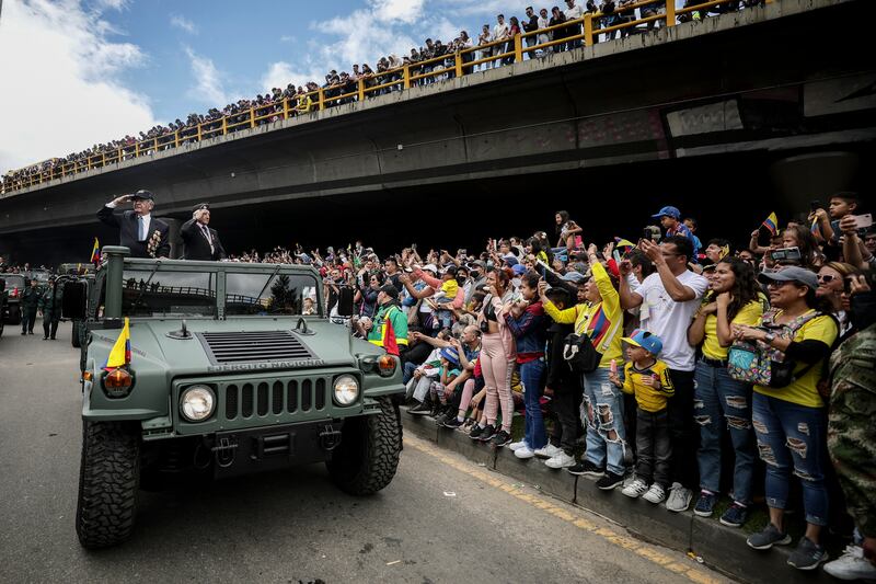 Colombian veterans of the Korean War salute during an Independence Day parade in Bogota. Colombia was the only country in Latin America to send troops to the Korean War. AP
