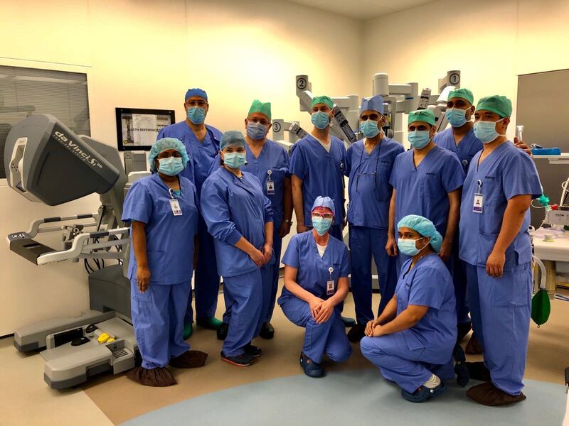 The robotic surgery team at Sheikh Shakhbout Medical City. Courtesy: SSMC