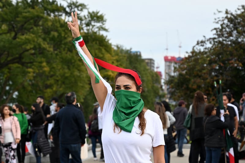 People demonstrate in Montreal, Canada, during a protest triggered by Amini's death. AFP