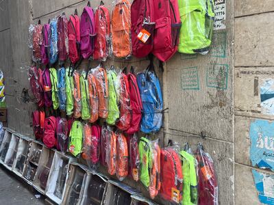 A colourful display of backpacks in Cairo's Al Fagala district. Kamal Tabikha / The National