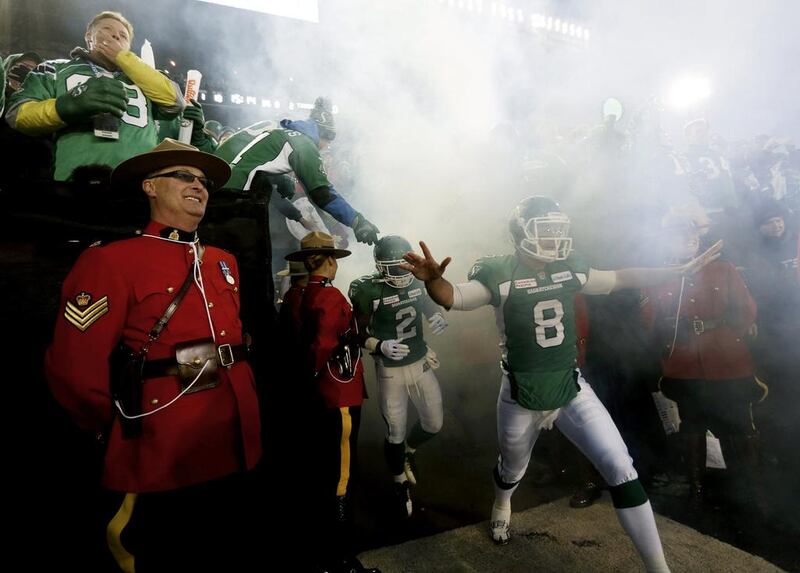 Saskatchewan Roughriders enter the field. Todd Korol / Reuters