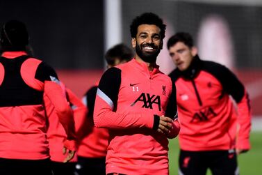 Mohamed Salah Liverpool star Mohamed Salah during a training session after testing negative for Covid-19 ahead of the Champions League Group D stage match against Atalanta. Getty