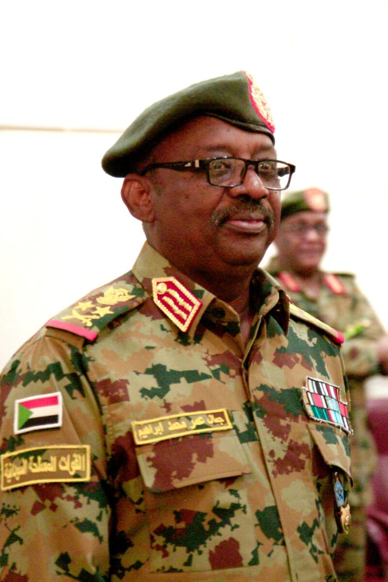 Sudanese Army Lieutenant General Jamal Omar, newly named as defence minister, is pictured following a swearing in ceremony held in the capital Khartoum on September 8, 2019. - Sudan's first cabinet since the ouster of president Omar al-Bashir was sworn in today as the African country transitions to a civilian rule following nationwide protests that overthrew the autocrat.
The 18-member cabinet led by Prime Minister Abdalla Hamdok, includes four women. (Photo by Ebrahim HAMID / AFP)