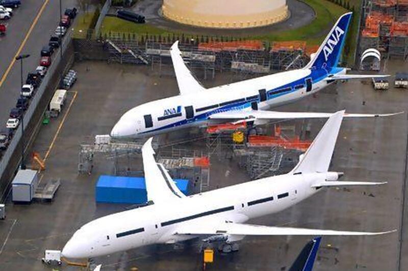 Boeing's 787 Dreamliners, grounded by battery problems, may be soon cleared by regulators to return to the skies. Saul Loeb / AFP