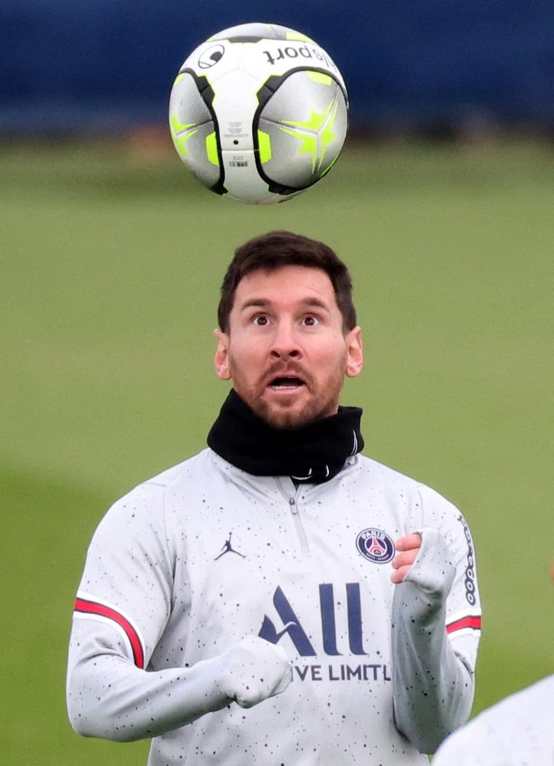 PSG's Lionel Messi during training. Reuters