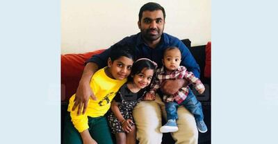 Nijaz Chembai with his three children. The youngest, Azam, died in the plane crash on Friday while the two others were injured. His wife also died in the crash. Courtesy: Malayalam Manorama
