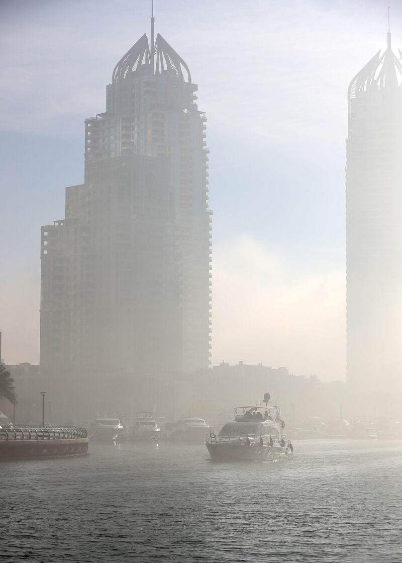 Dubai, United Arab Emirates - December 26th, 2017: Heavy fog in Dubai. Tuesday, December 26th, 2017 at Marina, Dubai. Chris Whiteoak / The National