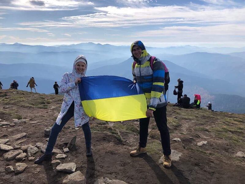 Mr Tymchyshyn and his wife Ulyana Vovk. PA