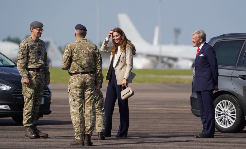 The Duchess of Cambridge arrives at RAF Brize Norton.