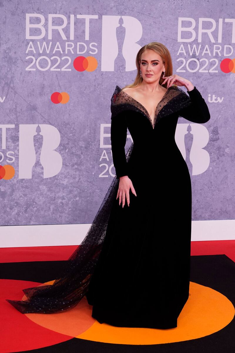 Adele, wearing Armani Prive, arrives for the Brit Awards 2022 at London's O2 Arena on February 8. All photos: AFP, unless specified