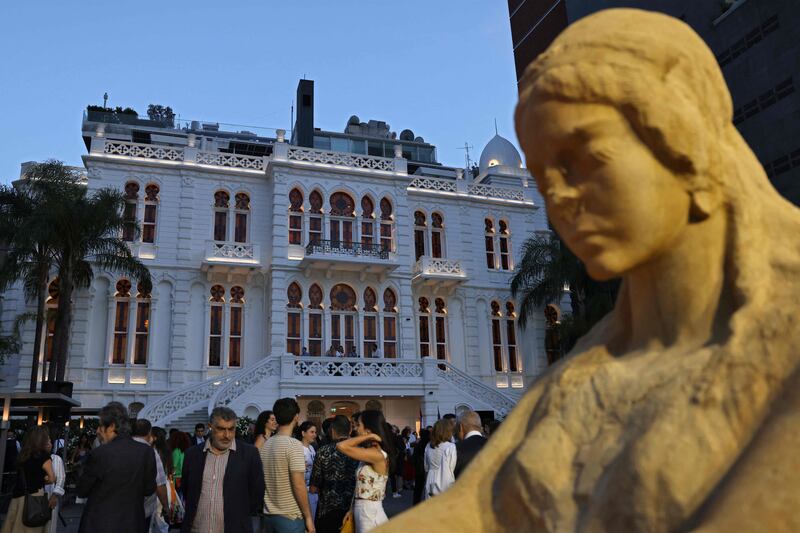 People attend the reopening of Sursock museum in Beirut.  AFP
