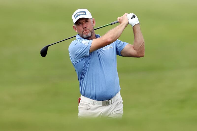 MCKINNEY, TEXAS - MAY 15: Lee Westwood hits from the fairway rough on the 18th hole during round three of the AT&T Byron Nelson at TPC Craig Ranch on May 15, 2021 in McKinney, Texas.   Matthew Stockman/Getty Images/AFP
== FOR NEWSPAPERS, INTERNET, TELCOS & TELEVISION USE ONLY ==
