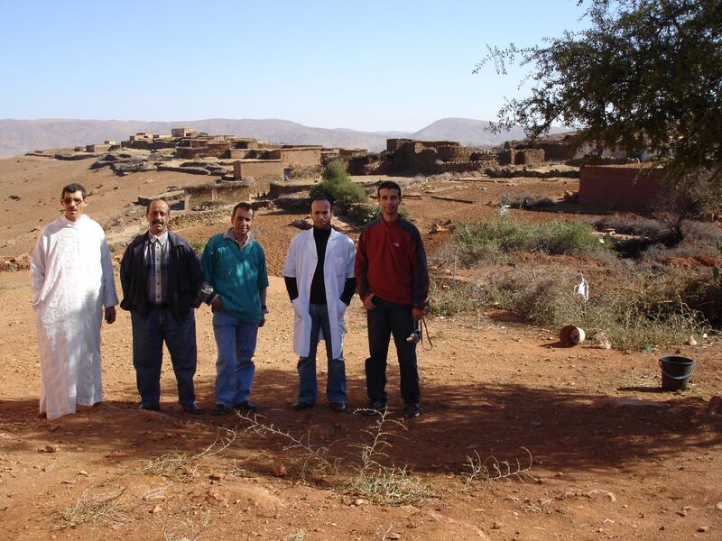 Prof Youssef Idaghdour, right, spent time with villagers from Ighrem in the mountains, before the earthquake struck Morocco. Photo: Youssef Idaghdour