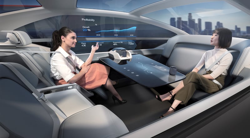 Volvo's self-driving 360c concept car, which was first announced in 2018 and can function as a mobile office or transform into a sleeping area. Volvo says the 360c will create demand for inter-city taxi passengers travelling as far as 300km. Photo: Volvo