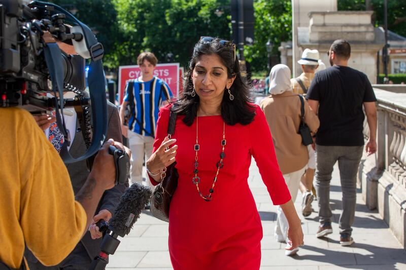 Attorney General Suella Braverman was knocked out in the second round of voting on Thursday. EPA