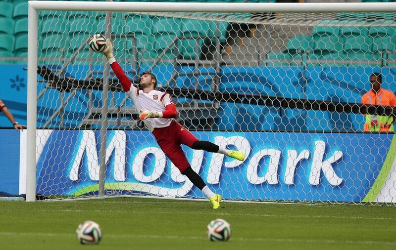 David de Gea shown during a Spain training session for the 2014 World Cup on June 12, 2014. Ali Haider / EPA  