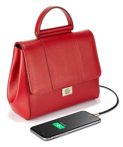 A Gianoi bag in red is available at Bloomingdale's for Dh3,700
