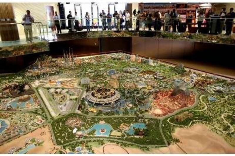DUBAI. April 8th, 2008.A model of  the 3 billion sq feet of Dubailand, Tuesday 8th April. The project opened its doors to the media to see work in progress at the site yesterday(tues), which when completed will be the size of Singapore. Stephen Lock  /  The National